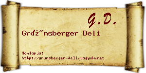 Grünsberger Deli névjegykártya